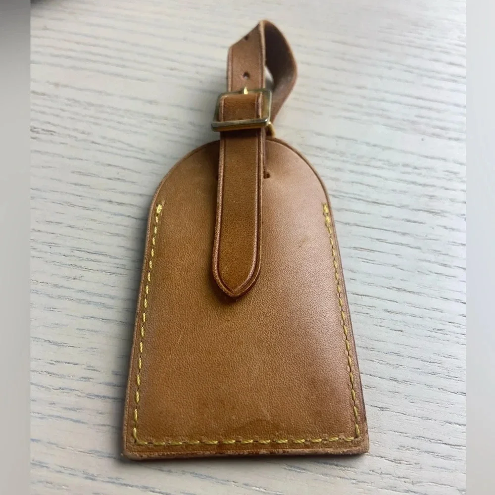 Authentic Louis Vuitton vachetta leather luggage tag 0011